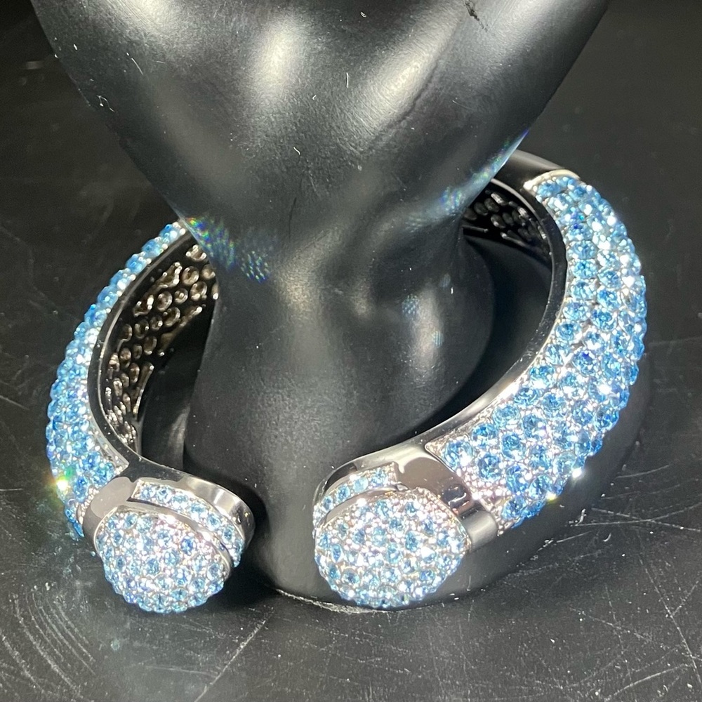 Sparkling Blue Crystal Cuff Bracelet - Women's Jewelry